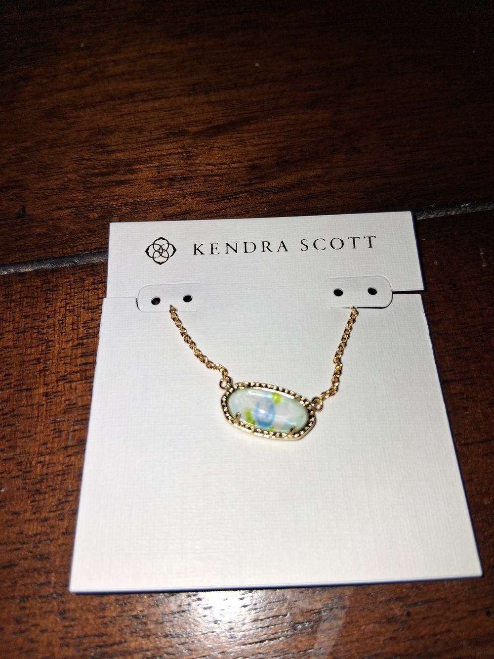 NWT Kendra Scott Gold Necklace with Iridescent Opal Stone